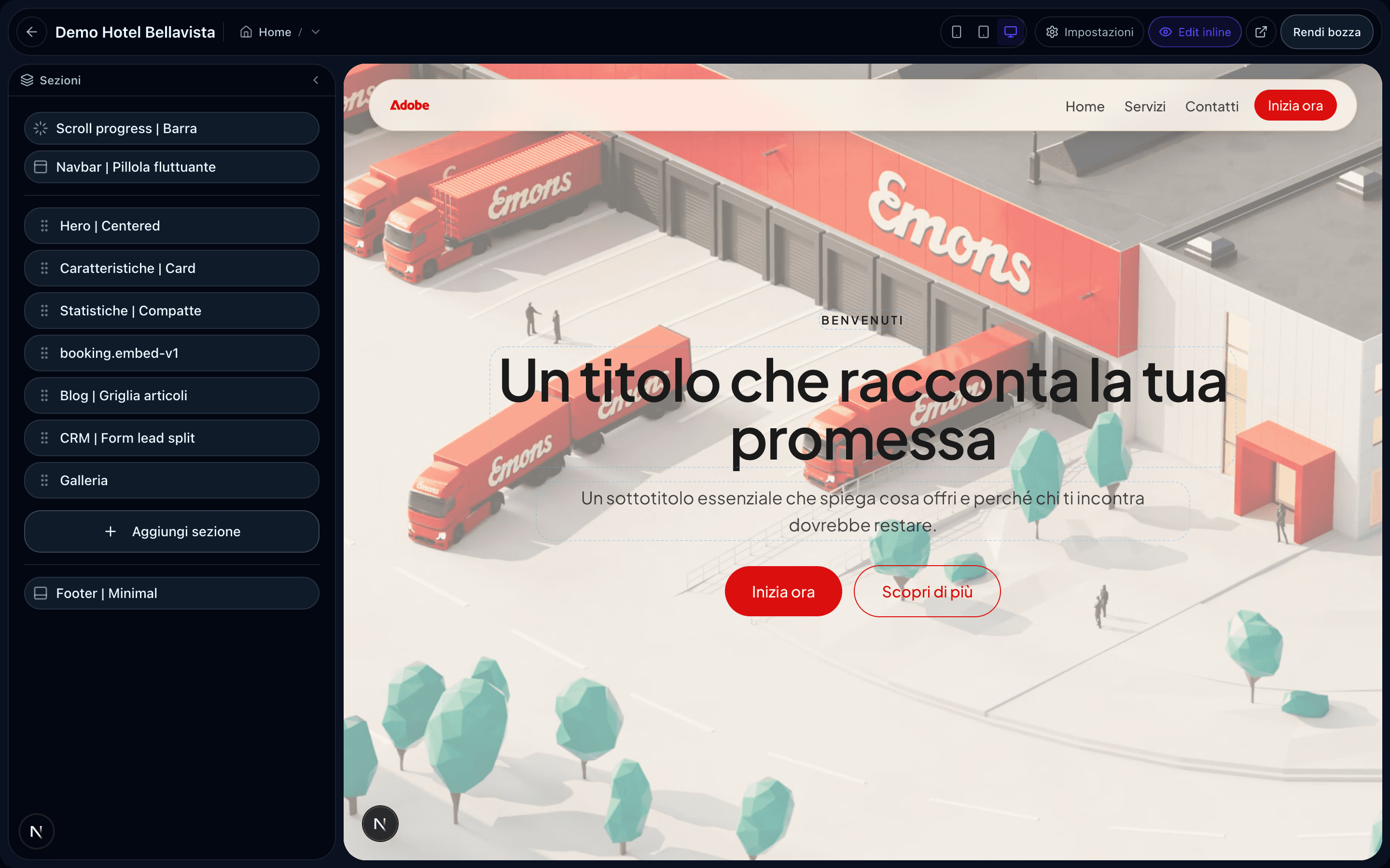 Costruisci la pagina vedendola crescere